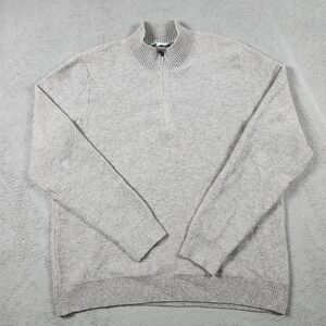 Orvis 1/4 Zip Pullover Sweater Mens size Large Wool Blend Heather Textured Knit